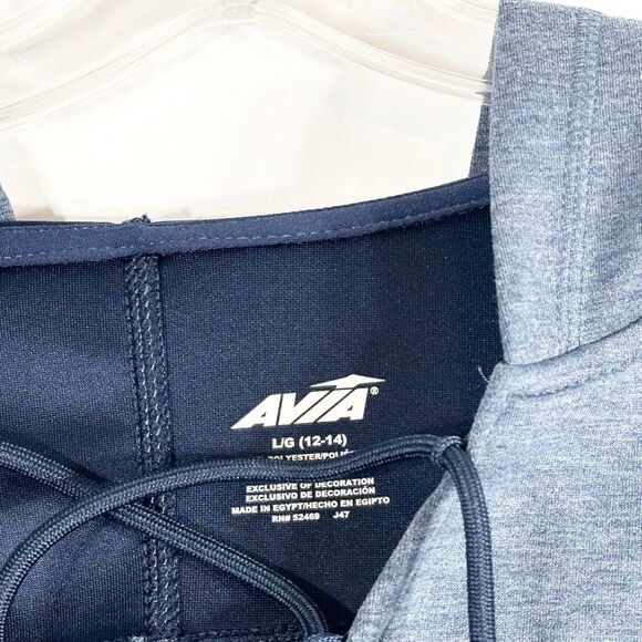 Avia Size Large Hoodie Sweatshirt Cropped Dolman Sleeve Lace Up Blue 1509 - Picture 8 of 9